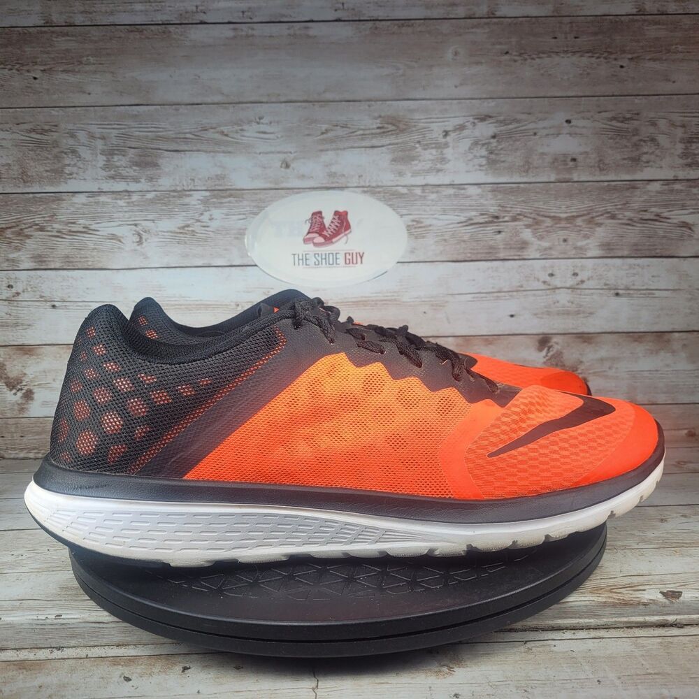 Nike FS Lite Run 3 Men Size 13 Black Orange Athletic Running Shoes